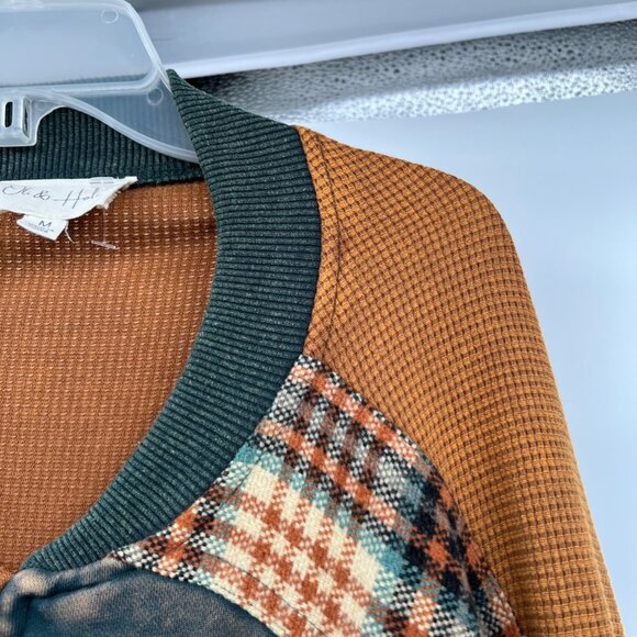 Oli & Hali Womens Oversized Zip Up Jacket Mixed Media Multicolor Size Medium - Picture 4 of 9